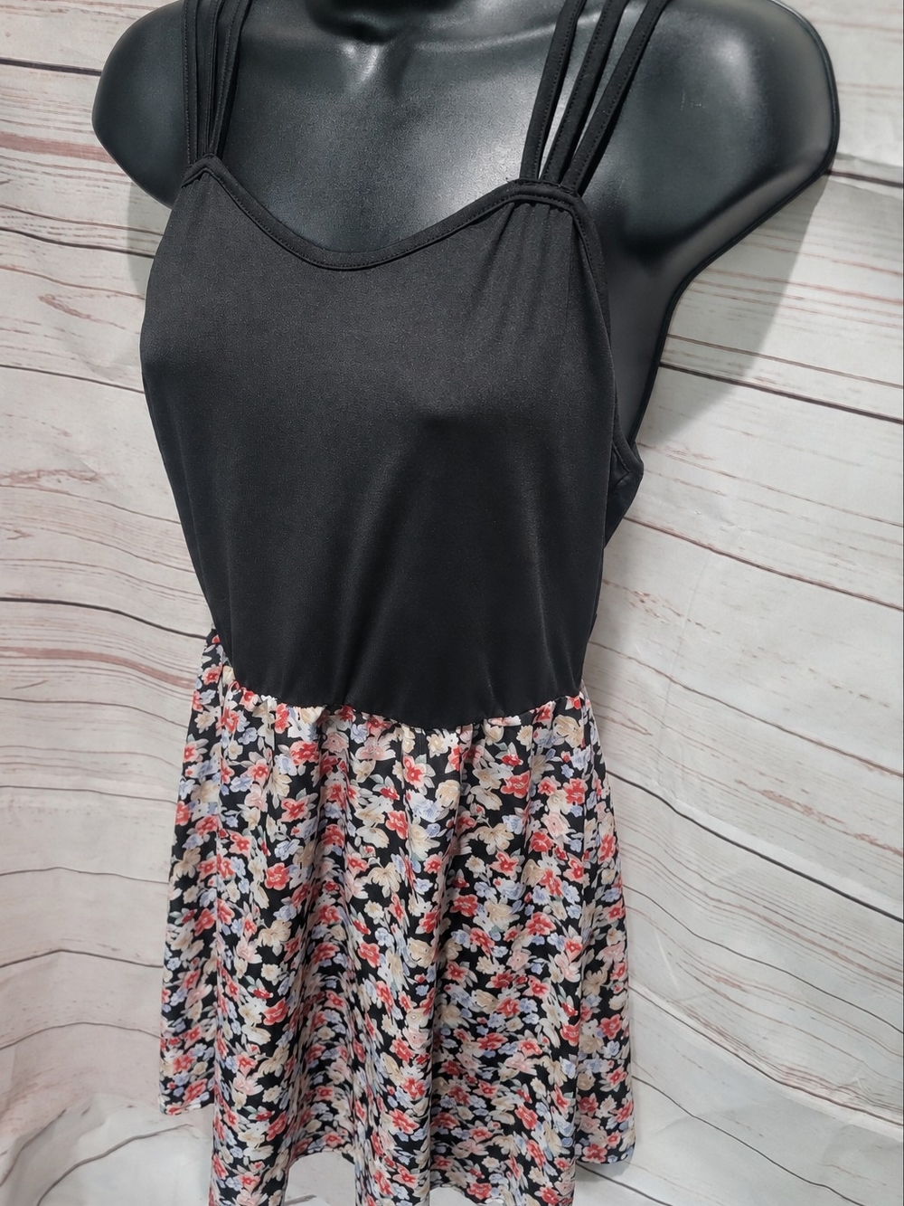 Black & Floral Mini Dress/Top - Large
